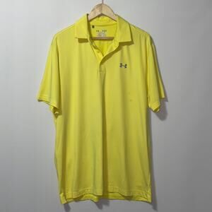 Under Armour HeatGear Yellow Polo Shirt Men’s XL Loose Fit